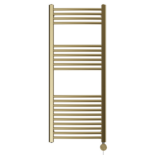 Marco Colore Brushed Brass 1200mm x 500mm Curved Digital Thermostatic Electric Heated Towel Rail View from Front
