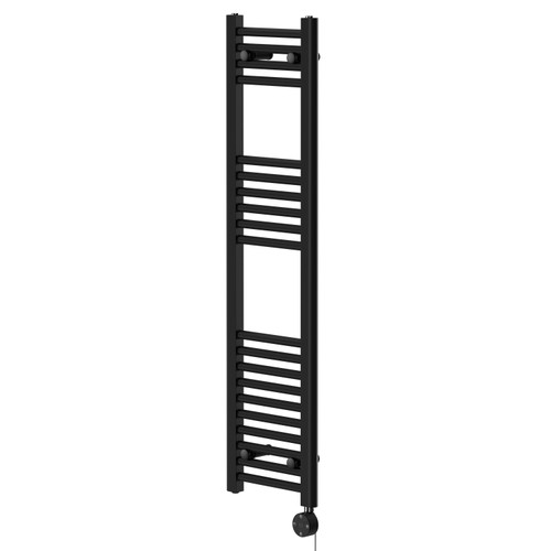 Pizarro Colore Matt Black 1200mm x 300mm Straight Digital Thermostatic Electric Heated Towel Rail Right Hand View