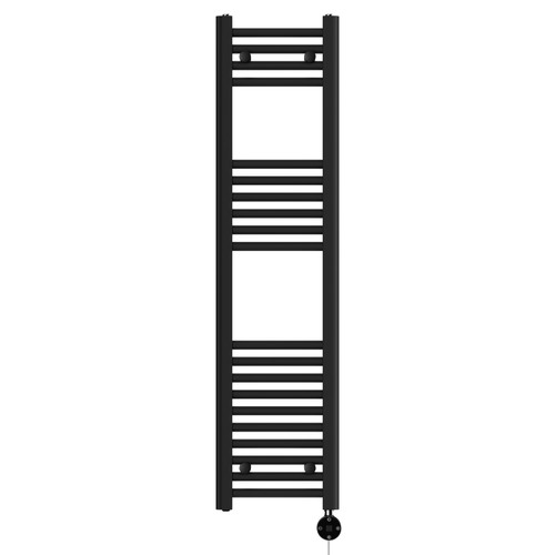 Pizarro Colore Matt Black 1200mm x 300mm Straight Digital Thermostatic Electric Heated Towel Rail View from Front