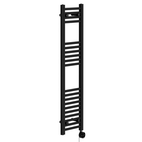Pizarro Colore Matt Black 1200mm x 300mm Straight Digital Thermostatic Electric Heated Towel Rail Left Hand View