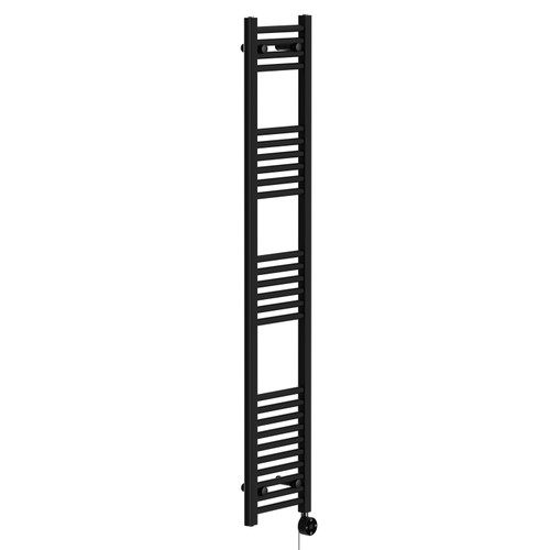 Pizarro Colore Matt Black 1600mm x 300mm Straight Digital Thermostatic Electric Heated Towel Rail Left Hand View