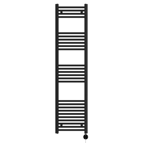 Pizarro Colore Matt Black 1600mm x 400mm Straight Digital Thermostatic Electric Heated Towel Rail View from Front