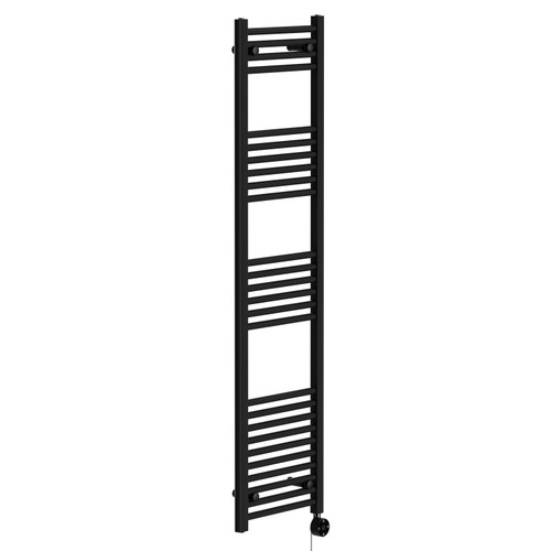 Pizarro Colore Matt Black 1600mm x 400mm Straight Digital Thermostatic Electric Heated Towel Rail Left Hand View
