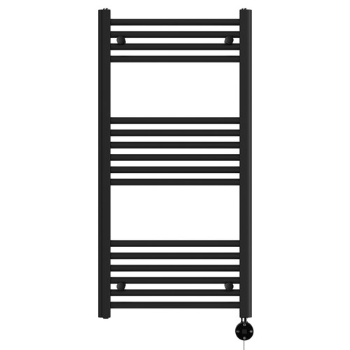 Pizarro Colore Matt Black 1000mm x 500mm Straight Digital Thermostatic Electric Heated Towel Rail View from Front