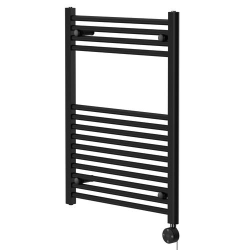 Pizarro Colore Matt Black 800mm x 600mm Straight Digital Thermostatic Electric Heated Towel Rail Right Hand View