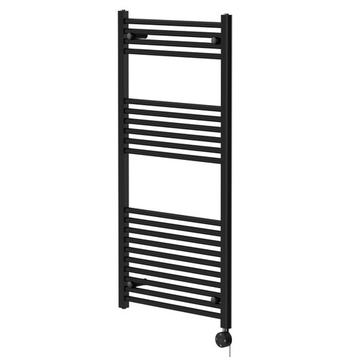 Pizarro Colore Matt Black 1200mm x 600mm Straight Digital Thermostatic Electric Heated Towel Rail Right Hand View