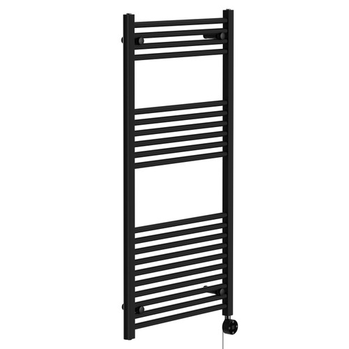 Pizarro Colore Matt Black 1200mm x 600mm Straight Digital Thermostatic Electric Heated Towel Rail Left Hand View