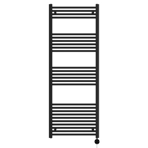 Pizarro Colore Matt Black 1600mm x 600mm Straight Digital Thermostatic Electric Heated Towel Rail View from Front