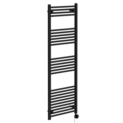 Pizarro Colore Matt Black 1600mm x 600mm Straight Digital Thermostatic Electric Heated Towel Rail Left Hand View