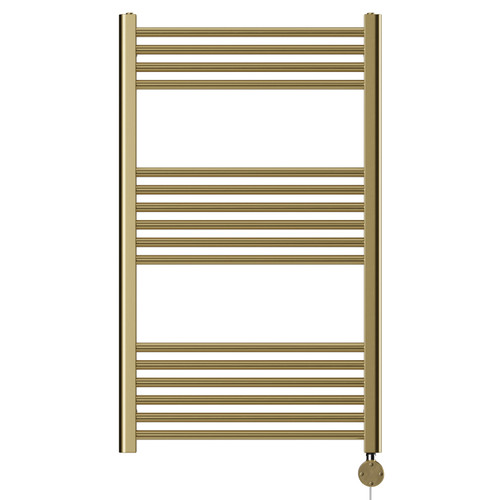 Pizarro Colore Brushed Brass 1000mm x 600mm Straight Digital Thermostatic Electric Heated Towel Rail View from Front