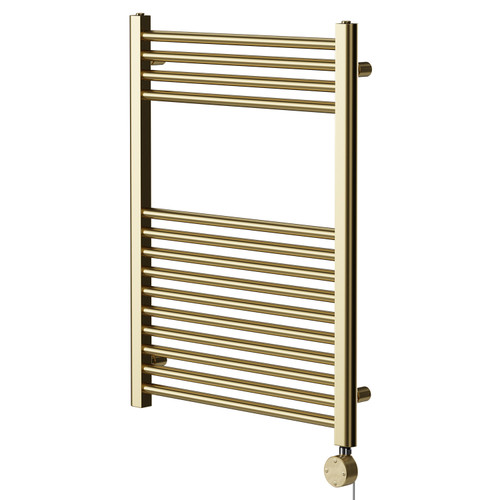 Pizarro Colore Brushed Brass 800mm x 600mm Straight Digital Thermostatic Electric Heated Towel Rail Right Hand View