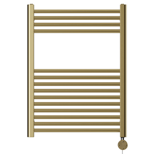 Pizarro Colore Brushed Brass 800mm x 600mm Straight Digital Thermostatic Electric Heated Towel Rail View from Front