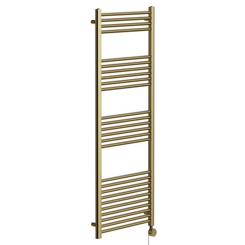 Pizarro Colore Brushed Brass 1600mm x 600mm Straight Digital Thermostatic Electric Heated Towel Rail Left Hand View