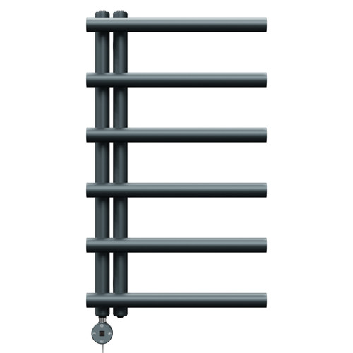 Mason Anthracite 850mm x 500mm Designer Digital Thermostatic Electric Heated Towel Rail View from Front