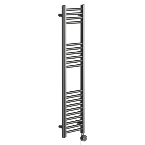 Pizarro Colore Gunmetal Grey 1200mm x 300mm Straight Digital Thermostatic Electric Heated Towel Rail Left Hand View