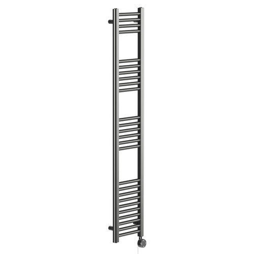 Pizarro Colore Gunmetal Grey 1600mm x 300mm Straight Digital Thermostatic Electric Heated Towel Rail Left Hand View