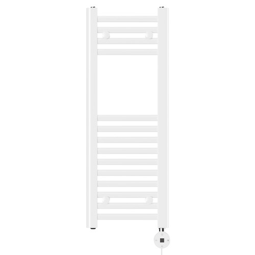 Pizarro White 800mm x 300mm Straight Digital Thermostatic Electric Heated Towel Rail View from Front