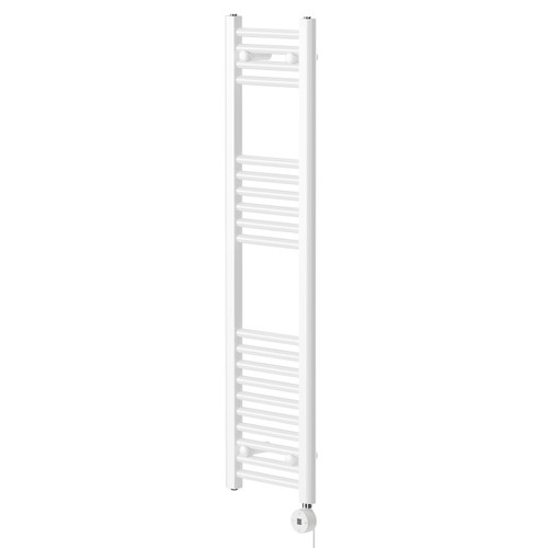 Pizarro White 1200mm x 300mm Straight Digital Thermostatic Electric Heated Towel Rail Right Hand View