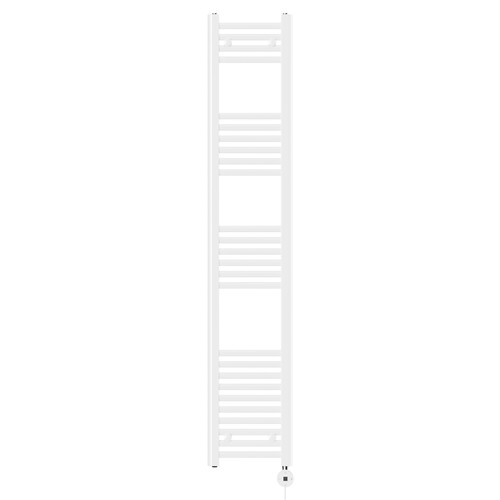 Pizarro White 1600mm x 300mm Straight Digital Thermostatic Electric Heated Towel Rail View from Front