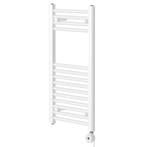Pizarro White 800mm x 400mm Straight Digital Thermostatic Electric Heated Towel Rail Right Hand View