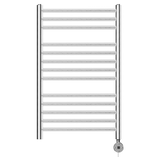 Silves Stainless Steel 800mm x 500mm Digital Thermostatic Electric Heated Towel Rail View from Front