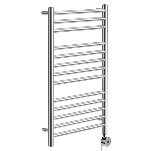 Silves Stainless Steel 800mm x 500mm Digital Thermostatic Electric Heated Towel Rail Left Hand View