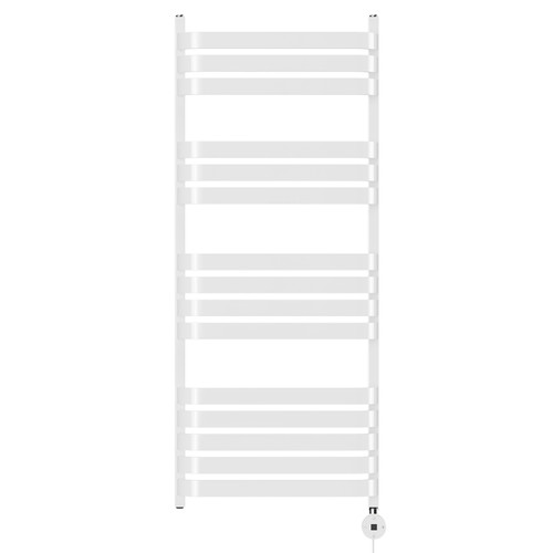 Vasco White 1200mm x 500mm Digital Thermostatic Electric Heated Towel Rail View from Front
