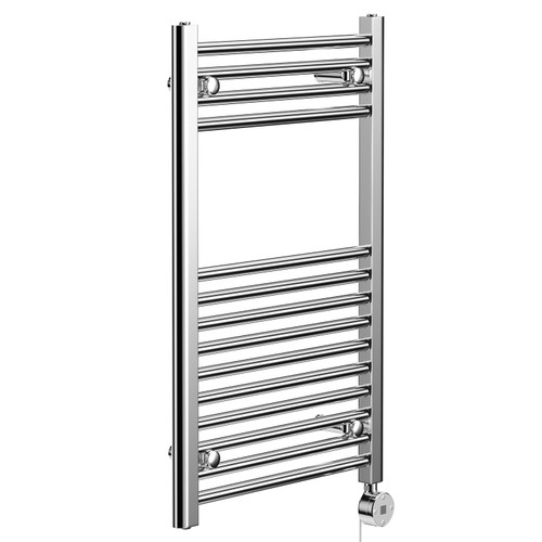 Pizarro Chrome 800mm x 500mm Straight Digital Thermostatic Electric Heated Towel Rail Left Hand View