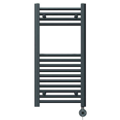 Pizarro Anthracite 800mm x 400mm Straight Digital Thermostatic Electric Heated Towel Rail View from Front Pizarro Anthracite 800mm x 400mm Straight Digital Thermostatic Electric Heated Towel Rail View from Front