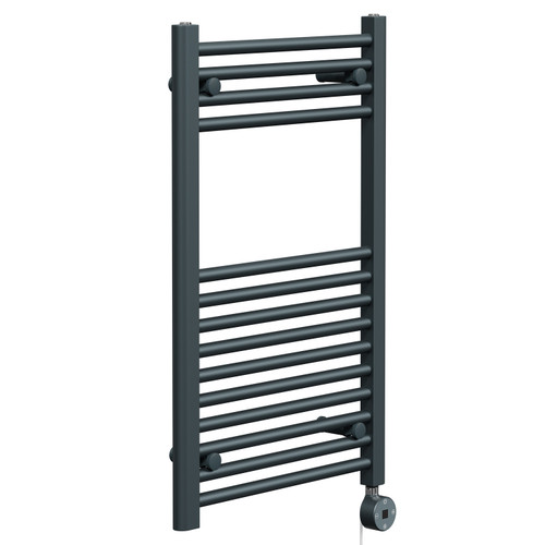 Pizarro Anthracite 800mm x 500mm Straight Digital Thermostatic Electric Heated Towel Rail Left Hand View