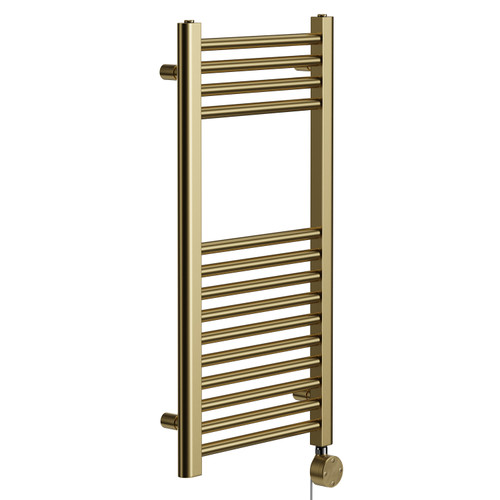 Pizarro Colore Brushed Brass 800mm x 400mm Straight Digital Thermostatic Electric Heated Towel Rail Left Hand View