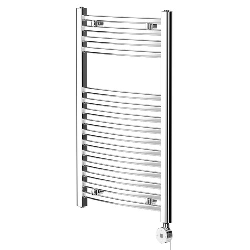 Columbus Chrome 800mm x 500mm Curved Digital Thermostatic Electric Heated Towel Rail Right Hand View