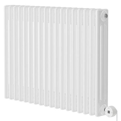 Colosseum White 600mm x 821mm Horizontal Digital Thermostatic Electric Triple Column Radiator Right Hand View
