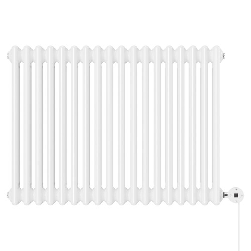 Colosseum White 600mm x 821mm Horizontal Digital Thermostatic Electric Triple Column Radiator Front View
