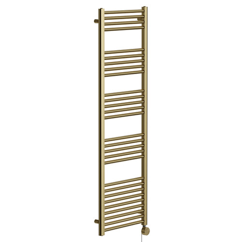 Pizarro Colore Brushed Brass 1600mm x 500mm Straight Digital Thermostatic Electric Heated Towel Rail Left Hand View
