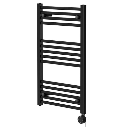 Pizarro Colore Matt Black 800mm x 500mm Straight Digital Thermostatic Electric Heated Towel Rail Right Hand View