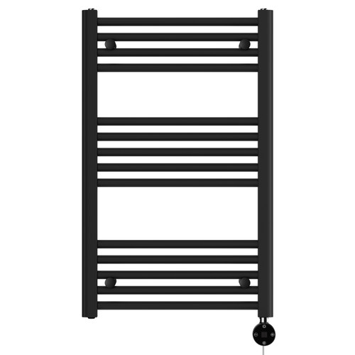 Pizarro Colore Matt Black 800mm x 500mm Straight Digital Thermostatic Electric Heated Towel Rail Front View