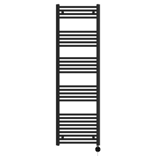 Pizarro Colore Matt Black 1600mm x 500mm Straight Digital Thermostatic Electric Heated Towel Rail Front View