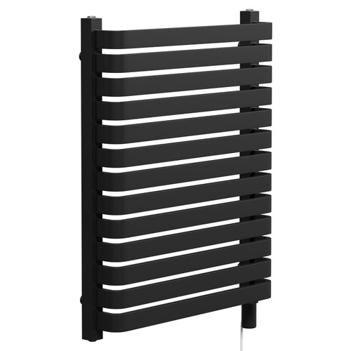 Empire Colore Matt Black 756mm x 600mm Vertical Electric Single Panel Radiator Left Hand View
