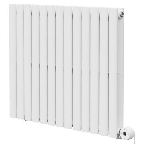 Boone White 600mm x 780mm Horizontal Digital Thermostatic Electric Double Panel Radiator Right Hand View