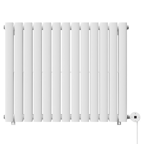 Boone White 600mm x 780mm Horizontal Digital Thermostatic Electric Double Panel Radiator View from Front