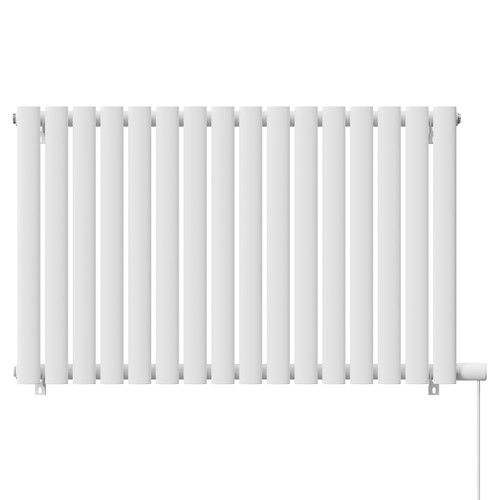 Boone White 600mm x 960mm Horizontal Electric Single Panel Radiator View from Front
