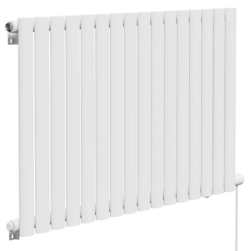 Boone White 600mm x 960mm Horizontal Electric Single Panel Radiator Left Hand View