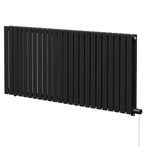 Boone Colore Matt Black 600mm x 1440mm Horizontal Electric Double Panel Radiator Right Hand View