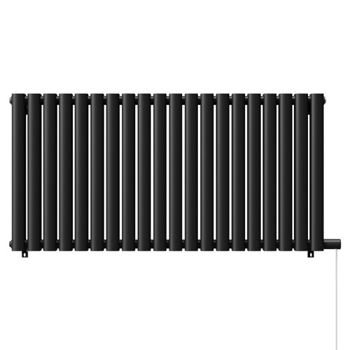Boone Colore Matt Black 600mm x 1200mm Horizontal Electric Double Panel Radiator View from Front