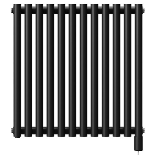 Sinclair Colore Matt Black 600mm x 595mm Horizontal Single Panel Electric Radiator View from Front