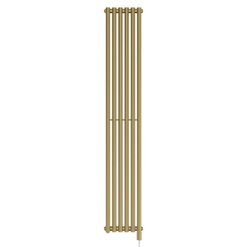 Sinclair Colore Brushed Brass 1800mm x 295mm Vertical Single Panel Electric Radiator View from Front