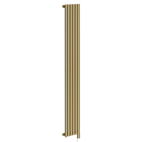 Sinclair Colore Brushed Brass 1800mm x 295mm Vertical Single Panel Electric Radiator Left Hand View