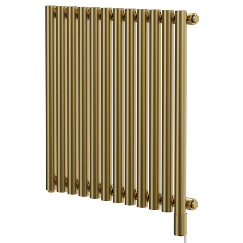 Sinclair Colore Brushed Brass 600mm x 595mm Horizontal Single Panel Electric Radiator Right Hand View