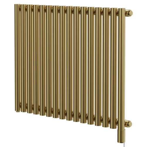 Sinclair Colore Brushed Brass 600mm x 795mm Horizontal Single Panel Electric Radiator Right Hand View